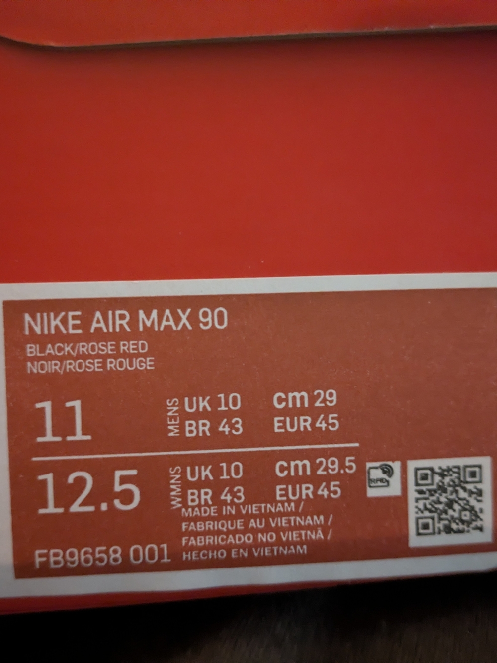 Nike Men’s Air Max 90 Black/Red with White Swoosh Men's Size 11 Womens Size 12.5 - Picture 10 of 10